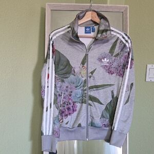 Adidas Women's Gray Floral Bomber Jacket